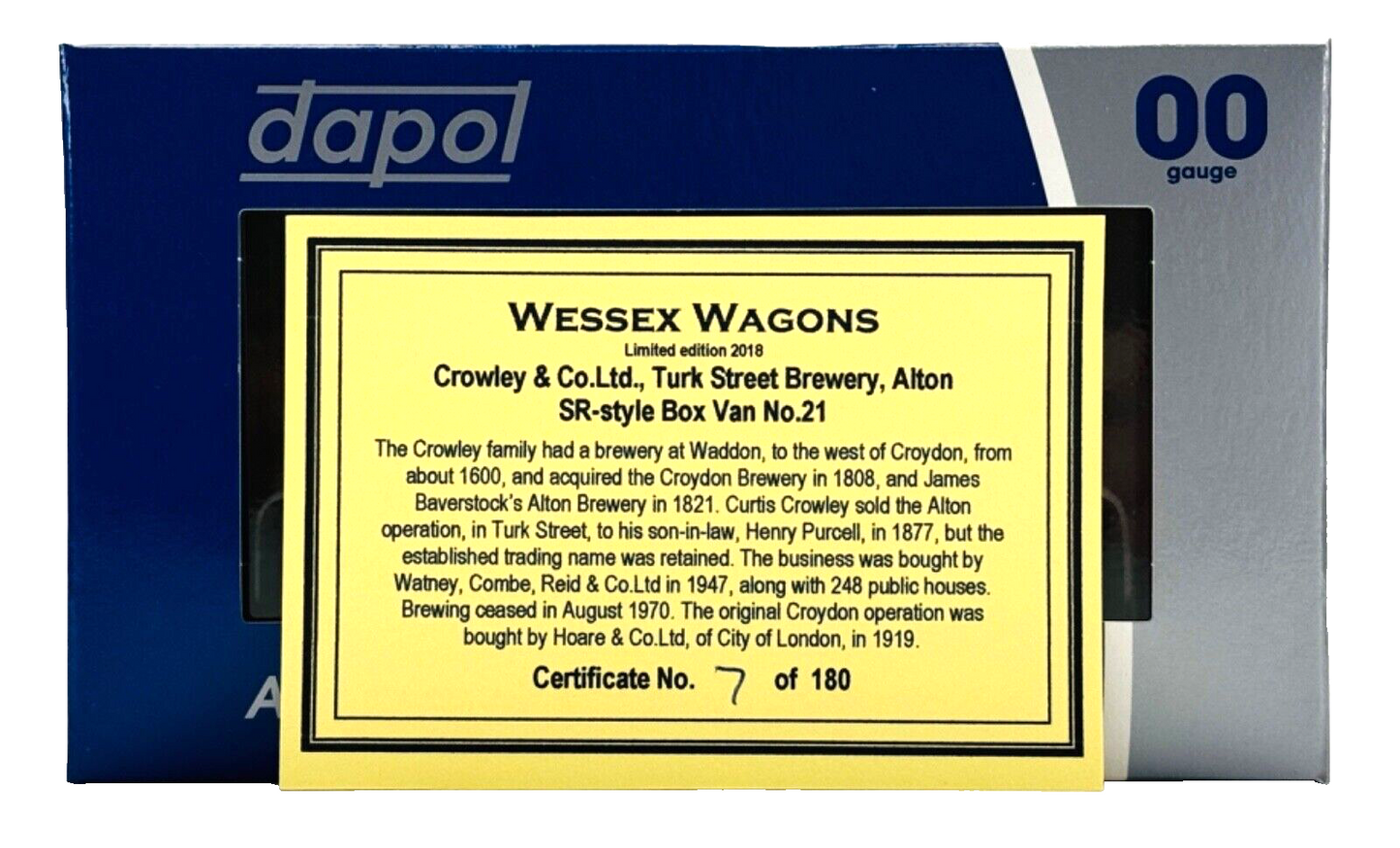 DAPOL 00 GAUGE - CROWLEY & CO TURK STREET BREWERY ALTON NO.21 (LIMITED EDITION)