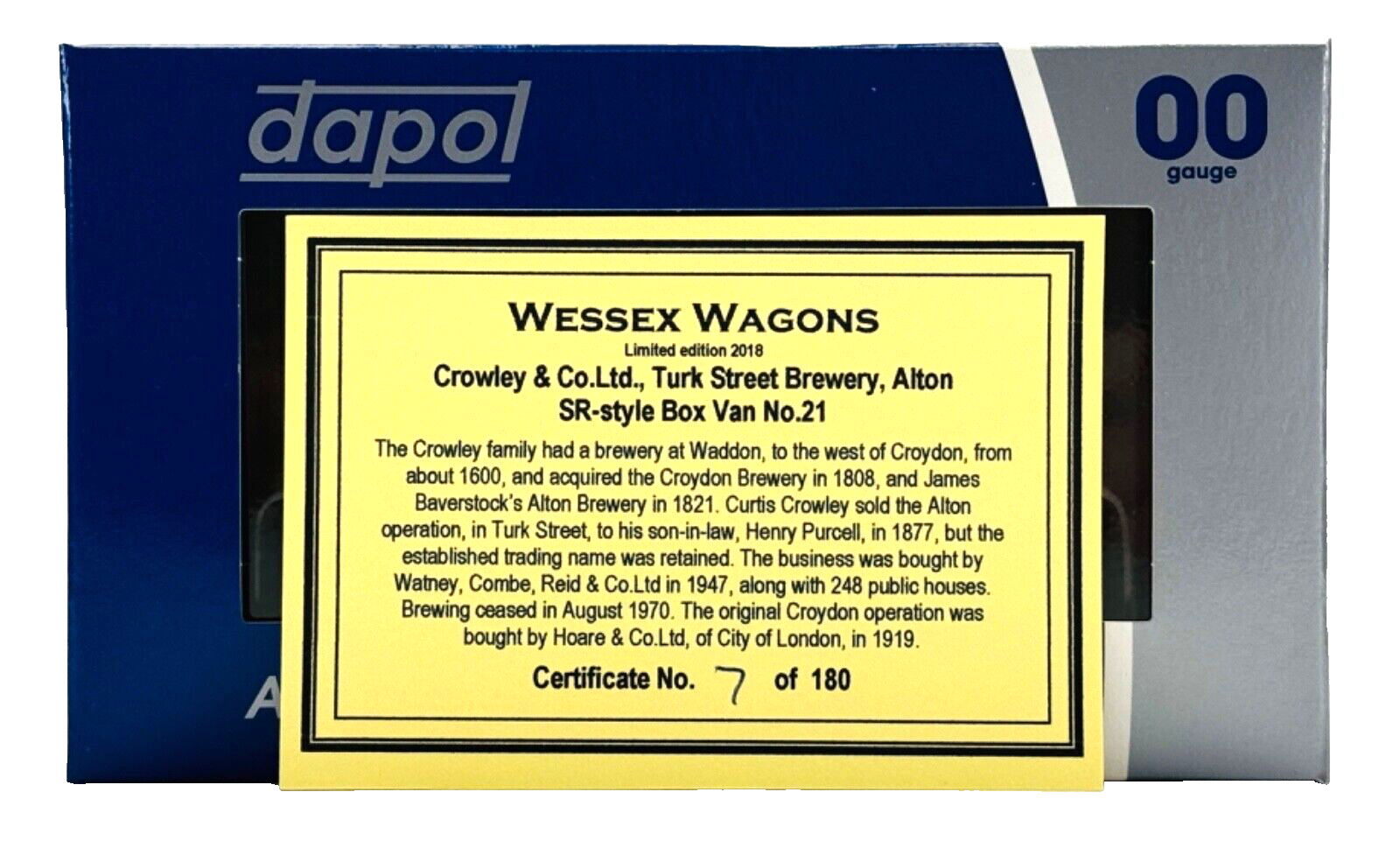 DAPOL 00 GAUGE - CROWLEY & CO TURK STREET BREWERY ALTON NO.21 (LIMITED EDITION)