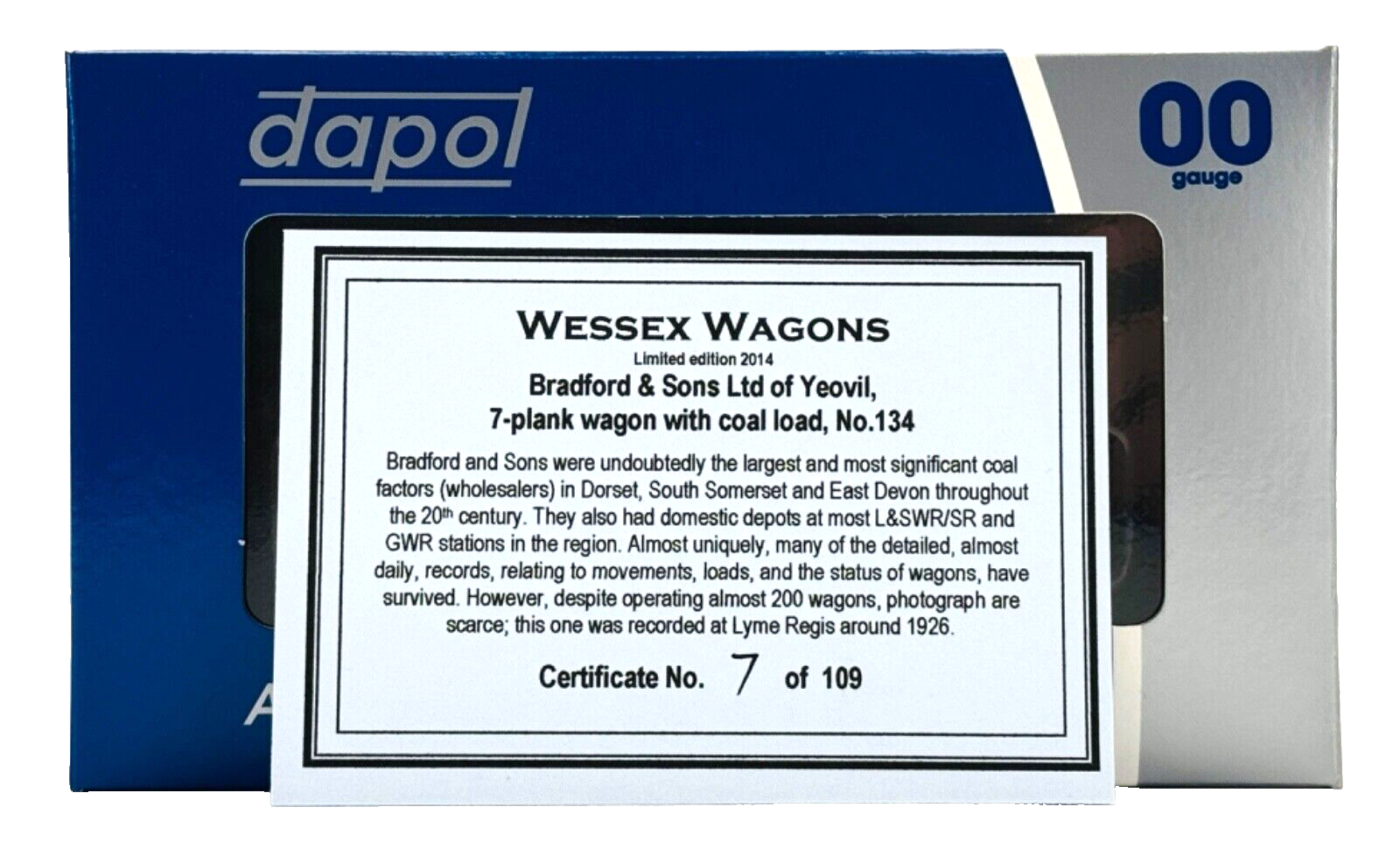 DAPOL 00 GAUGE - BRADFORD & SONS COAL FACTORS OF YEOVIL NO.134 (LIMITED EDITION)