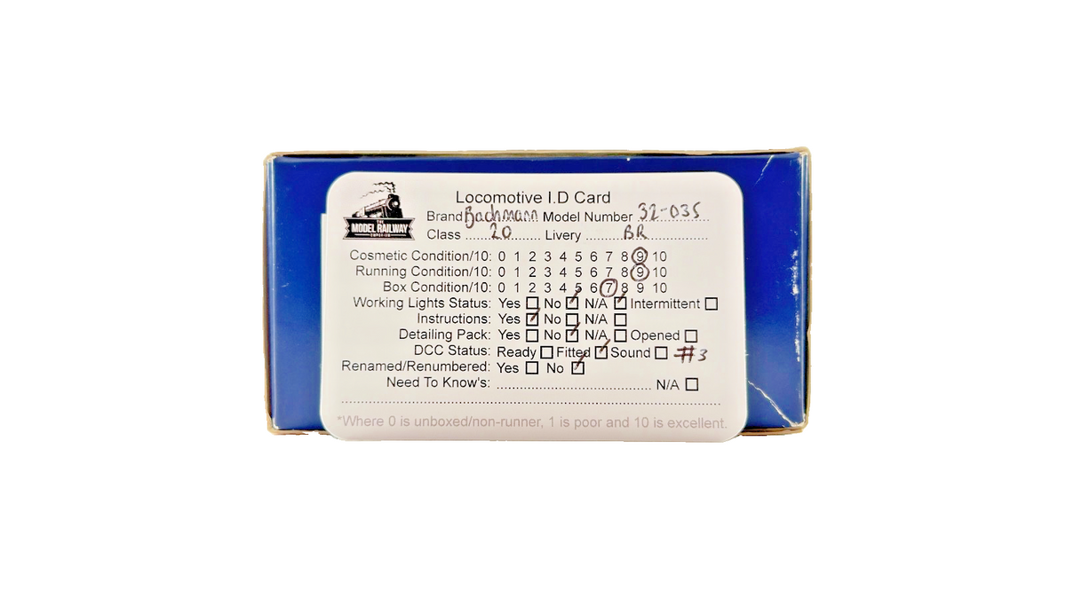 BACHMANN OO GAUGE - 32-035 - CLASS 20 DIESEL 20164 BR BLUE DOMINO HEADCODE BOXED