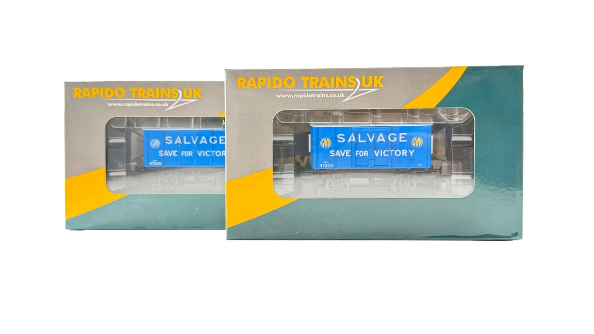 RAPIDO OO GAUGE - 908009/908010 - IRON MINK GWR SALVAGE FOR VICTORY WHITE/YELLOW