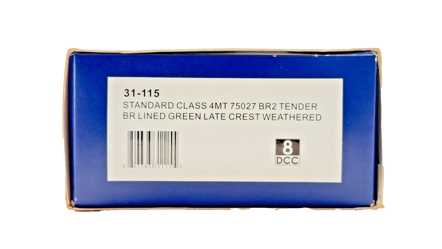 BACHMANN OO GAUGE - 31-115 - STANDARD CLASS 4MT 75027 BR2 TENDER BR GREEN (W)
