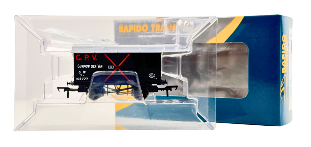 RAPIDO 00 GAUGE - 902004 - GUNPOWDER VAN DIA.Z4 GWR GREY 105777 - BOXED