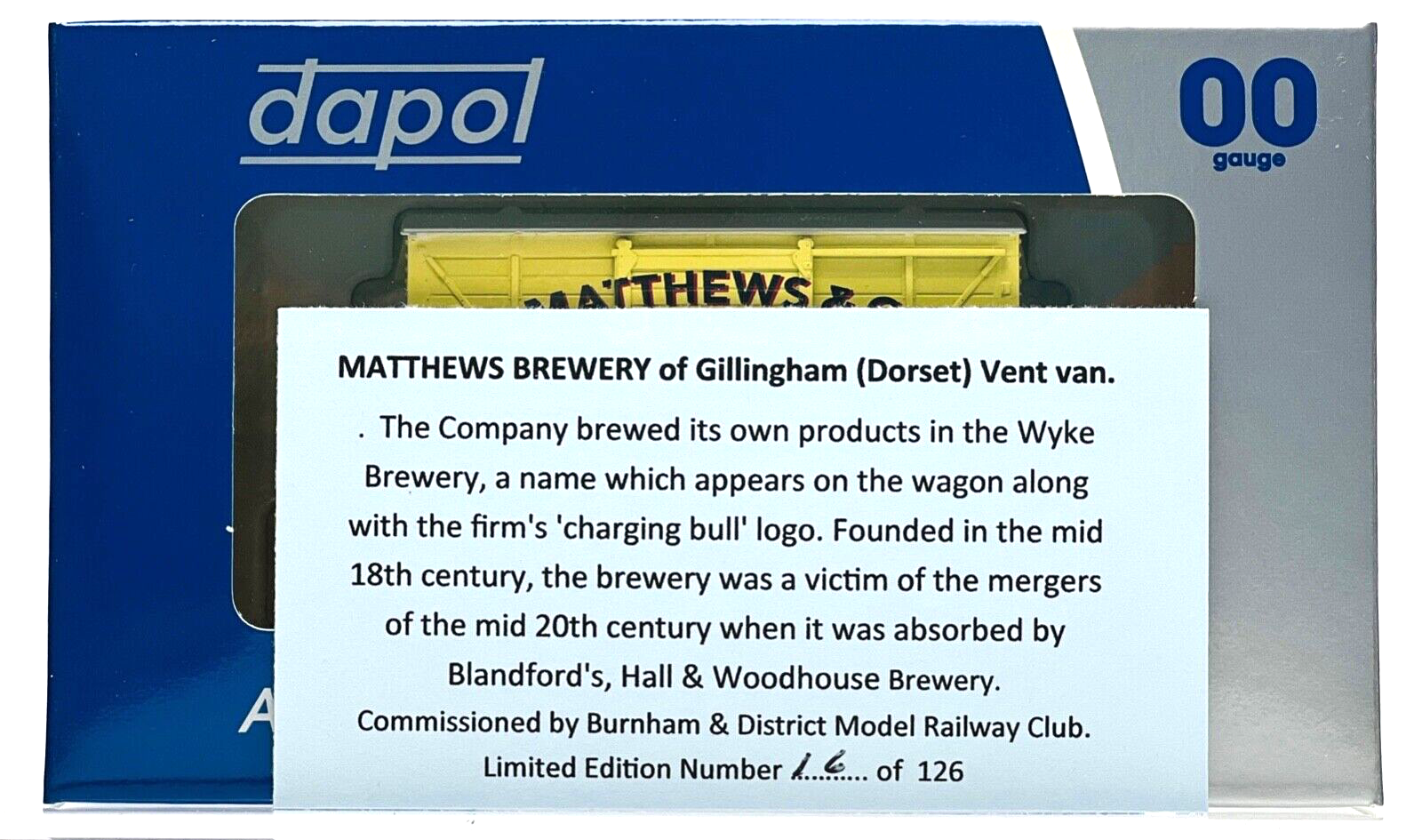 DAPOL 00 GAUGE - MATTHEWS & CO WYKE BREWERY GILLINGHAM NO.9 (BURNHAM LIMITED ED)