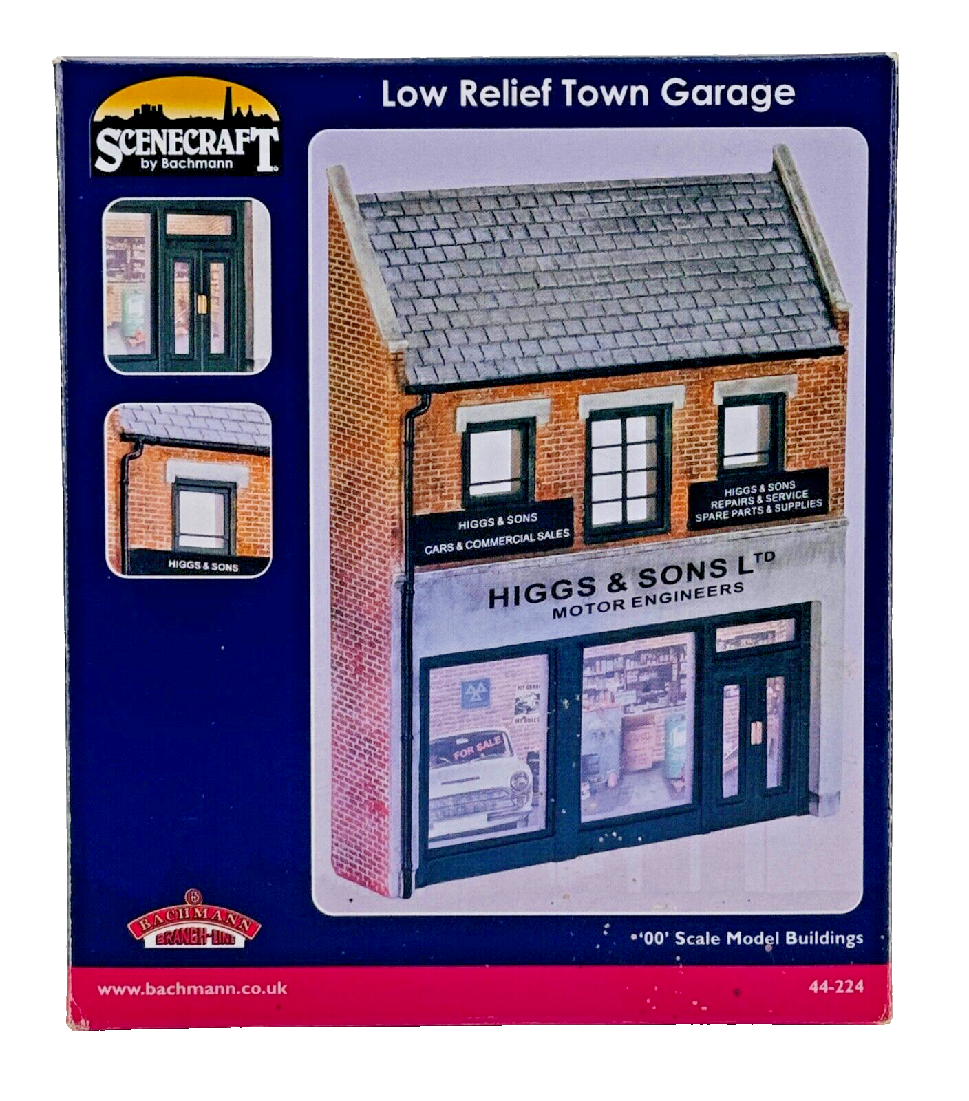 BACHMANN 00 GAUGE SCENECRAFT - 44-224 - LOW RELIEF TOWN GARAGE - (SUN FADED BOX)