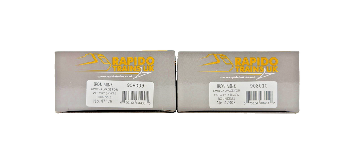 RAPIDO OO GAUGE - 908009/908010 - IRON MINK GWR SALVAGE FOR VICTORY WHITE/YELLOW