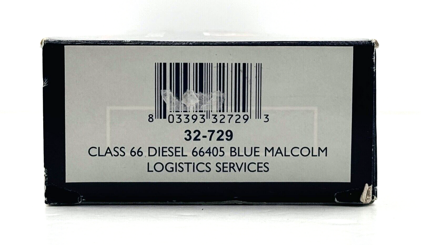 BACHMANN 00 GAUGE - 32-729 - CLASS 66 DIESEL 66405 BLUE MALCOLM LOGISTICS BOXED