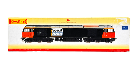 HORNBY 00 GAUGE - R2489 - CLASS 60 DIESEL 60007 LOADHAUL BLACK ORANGE DCC FITTED