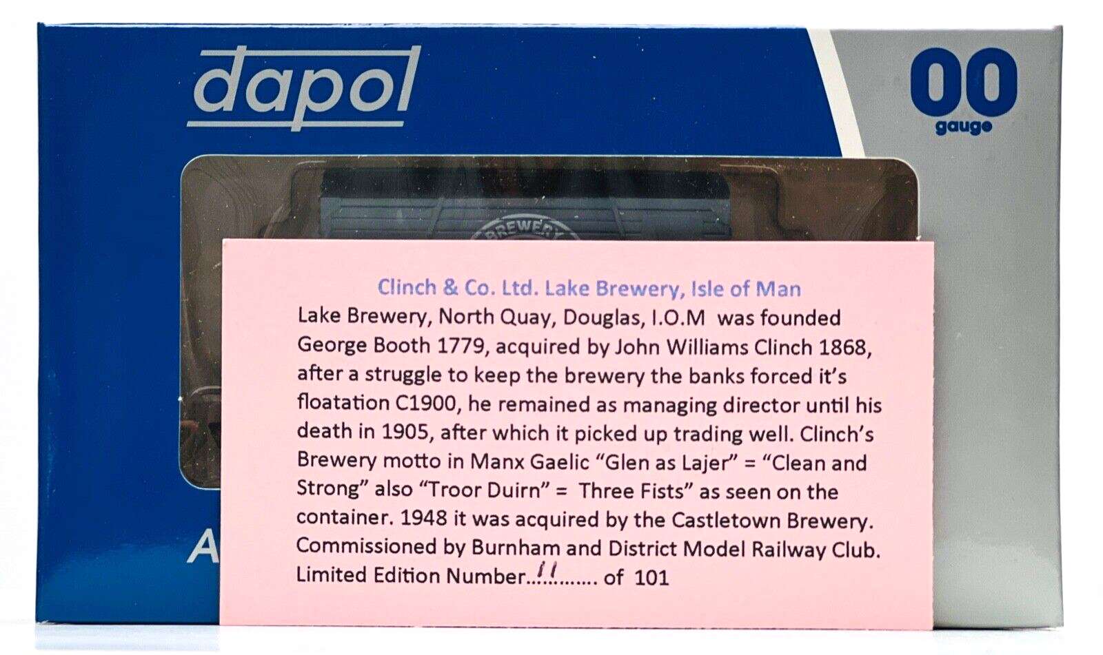 DAPOL 00 GAUGE - CLINCH & CO LAKE BREWERY ISLE OF MAN NO.2 (BURNHAM DMRC LTD ED)