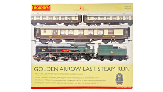 HORNBY OO GAUGE - R3400 - GOLDEN ARROW LAST STEAM RUN LIMITED EDITION TRAIN PACK