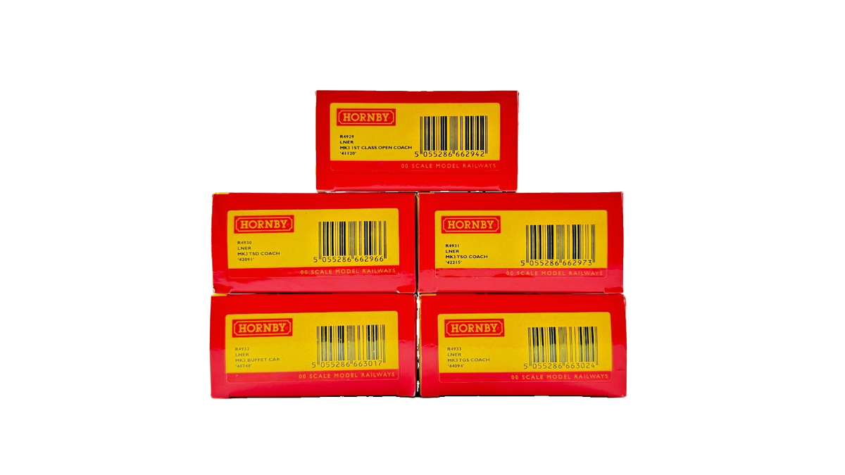 HORNBY OO GAUGE - R4929/R4930/R4931/R4932/R4933 - LNER MK3 PASSENGER COACHES X 5