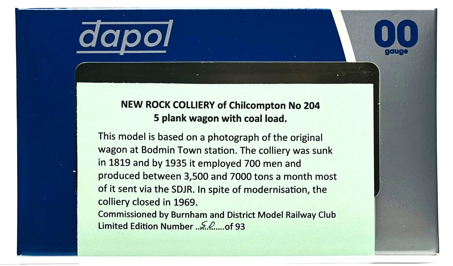 DAPOL 00 GAUGE - NEW ROCK COLLIERY CHILCOMPTON PLANK 204 (BURNHAM DMRC LTD ED)