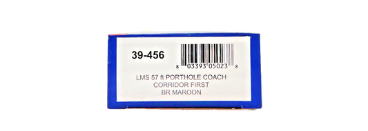 BACHMANN OO GAUGE - 39-456 - LMS 57FT PORTHOLE COACH CORRIDOR 1ST BR MAROON