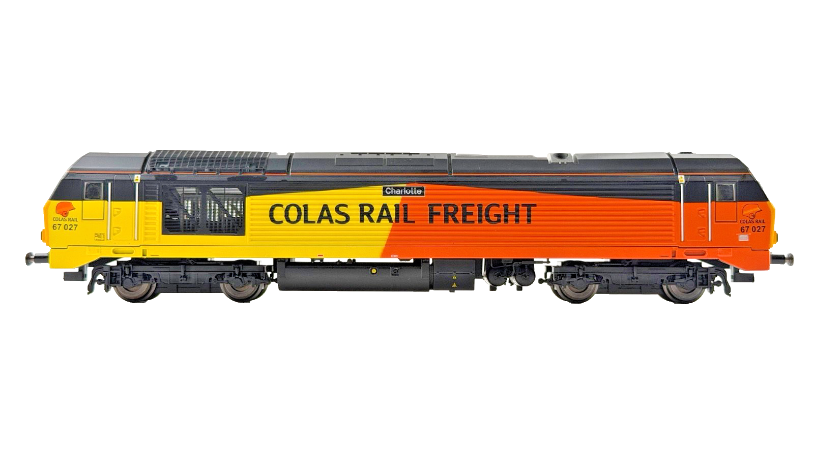 HORNBY OO GAUGE - R3659 - CLASS 67 DIESEL LOCOMOTIVE 67027 COLAS RAIL CHARLOTTE