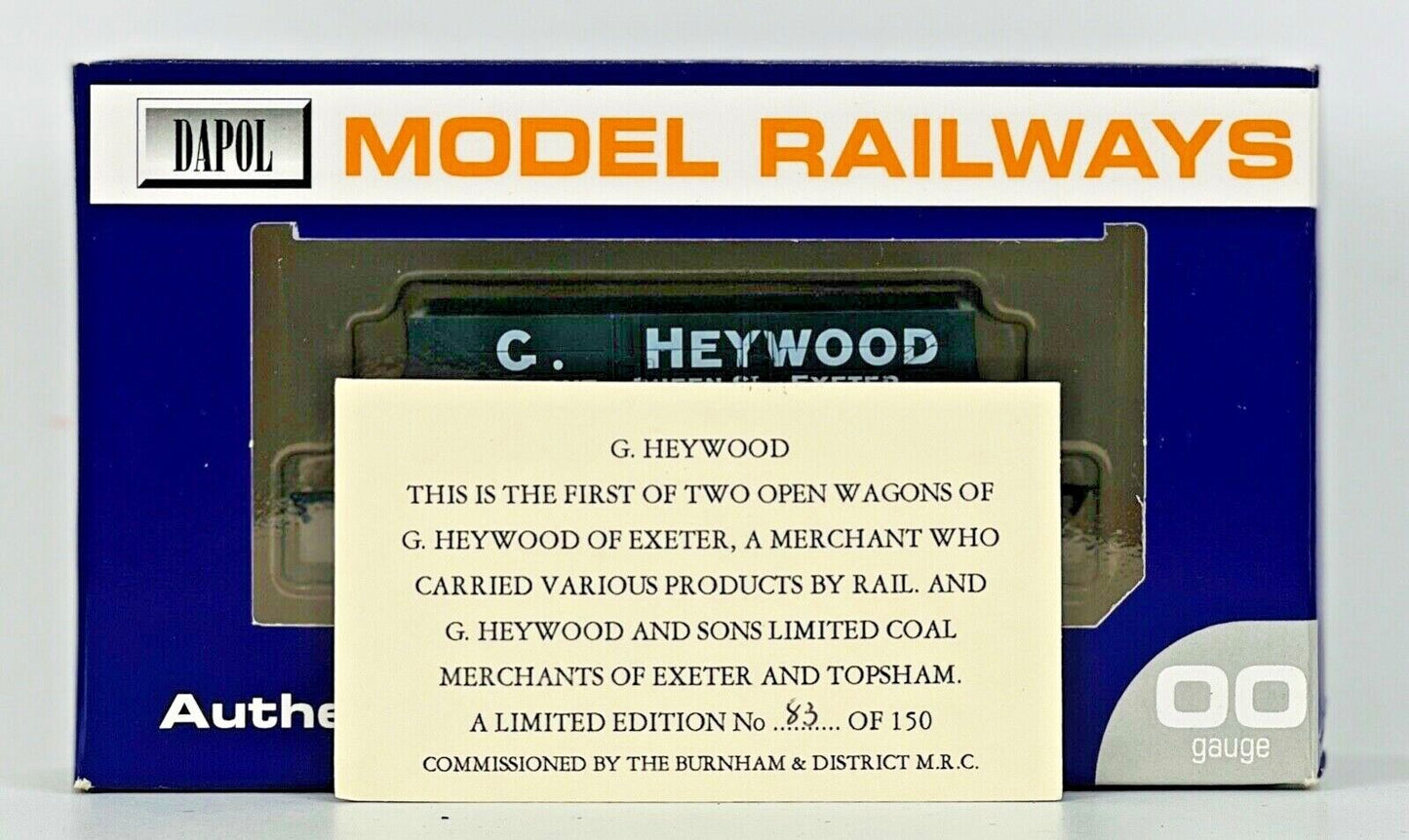 DAPOL 00 GAUGE - 'G.HEYWOOD MERCHANT QUEEN ST. EXETER (BURNHAM DMRC LTD ED)