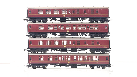 HORNBY 00 GAUGE - BR MAROON HARRY POTTER PASSENGER COACHES X 4 - UNBOXED