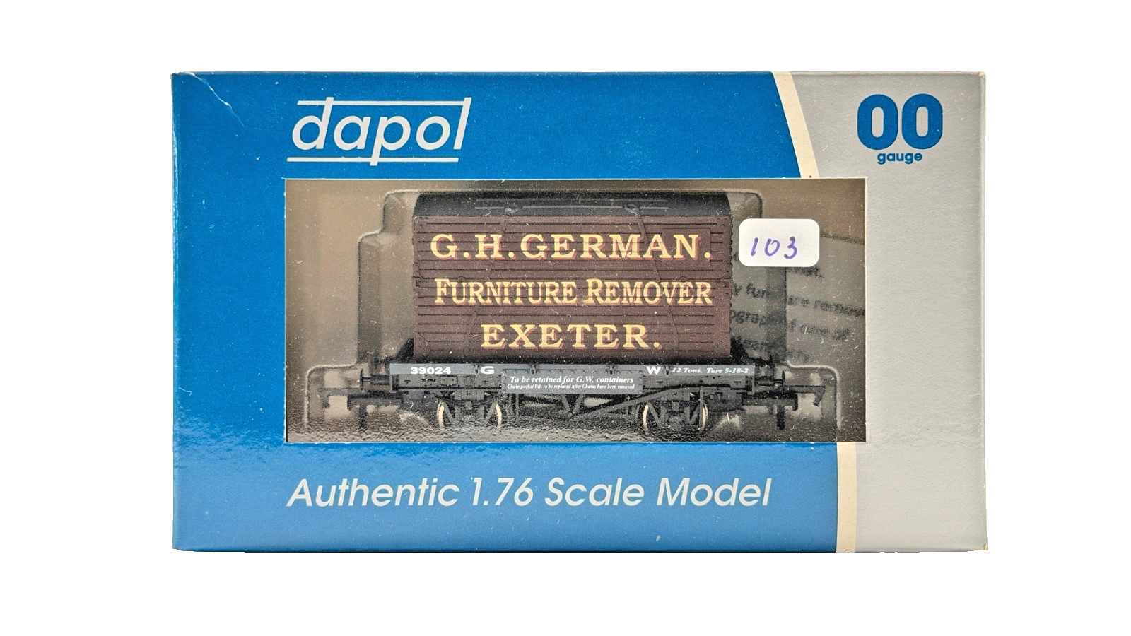 DAPOL 00 GAUGE - G H GERMAN FURNITURE REMOVER EXETER CONFLAT (LIMITED EDITION)