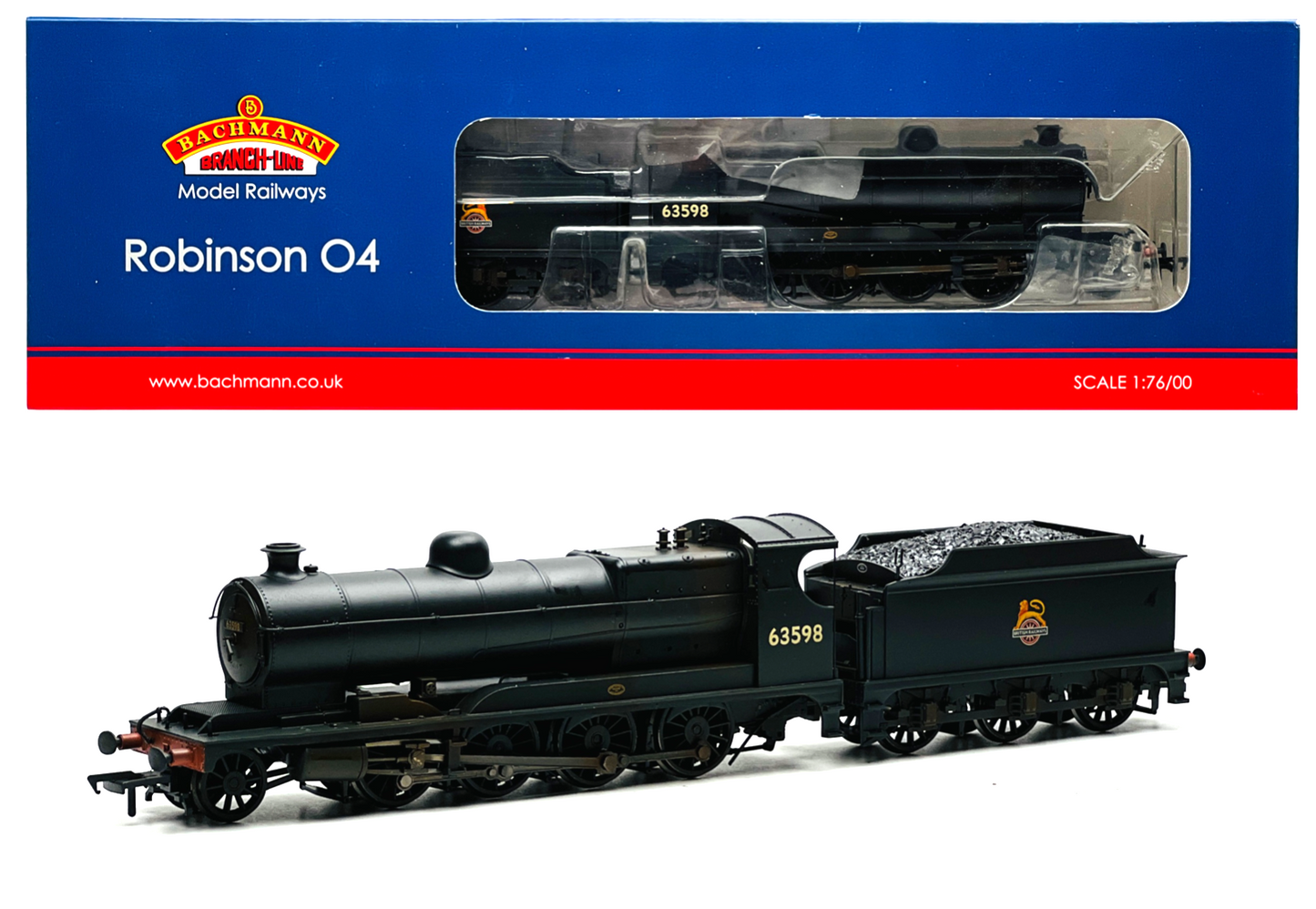 BACHMANN 00 GAUGE - 31-004 - ROBINSON O4 63598 BR BLACK EARLY EMBLEM (WEATHERED)