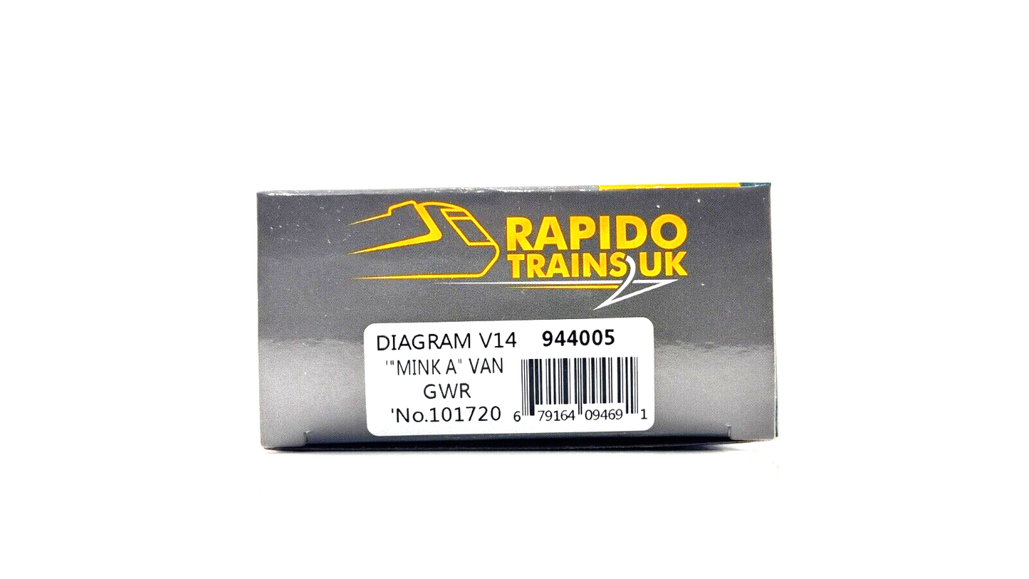 RAPIDO 00 GAUGE - 944005 - DIAGRAM V14 MINK A VAN GWR GREY 101720 - BOXED