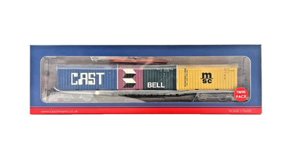 BACHMANN OO GAUGE - 38-627 - FGA FREIGHTLINER WAGONS BR BLUE WITH CONTAINERS