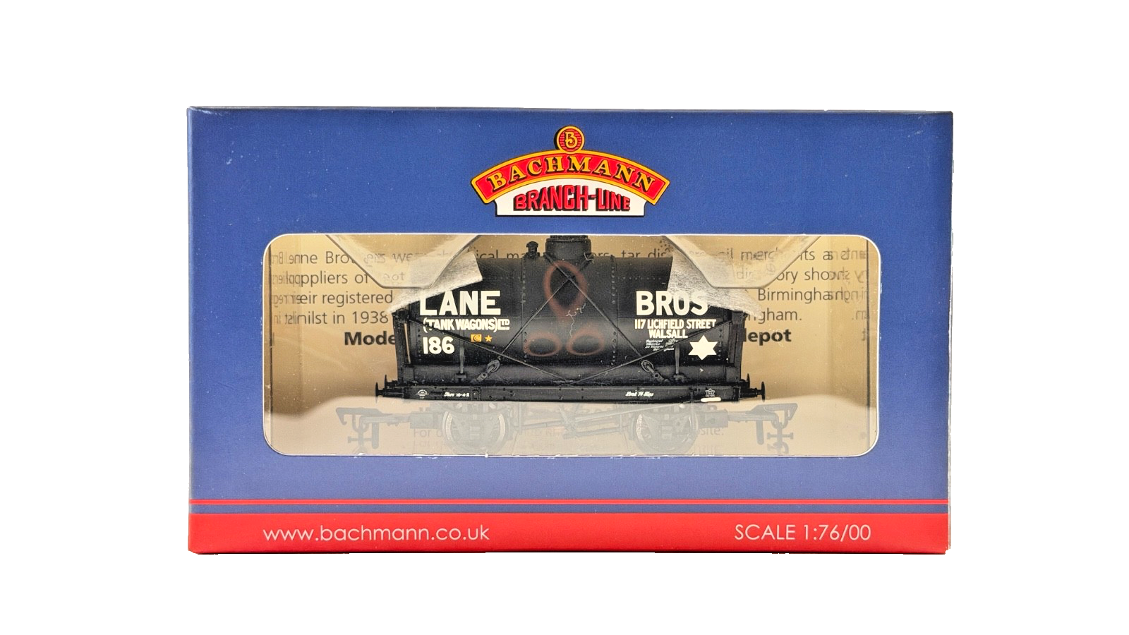 BACHMANN 00 GAUGE - 37-675S - 14 TON TANK WAGON LANE BROTHERS NO.186 (WARLEY)