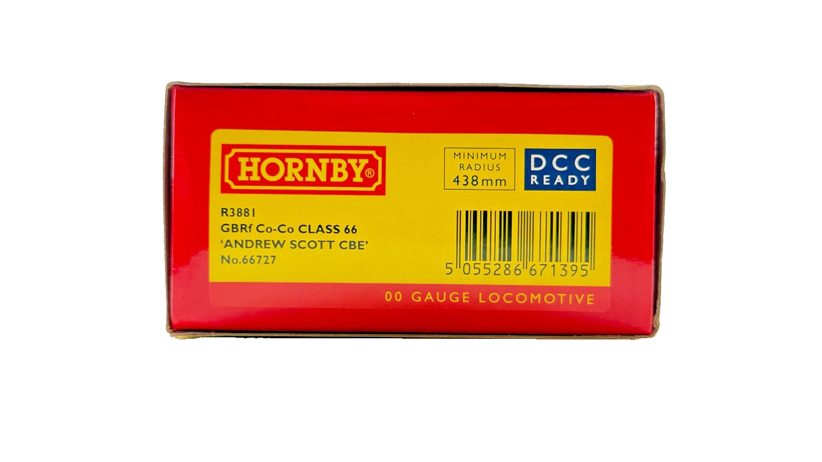 HORNBY OO GAUGE - R3881 - CLASS 66 DIESEL 66727 GBRF/FIRST ANDREW SCOTT CBE TMC