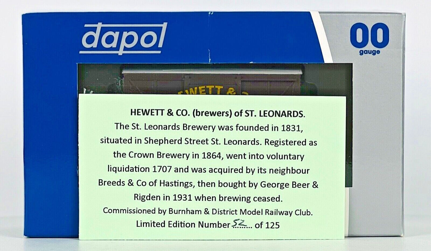 DAPOL 00 GAUGE - 'HEWETT & CO' ST LEONARDS BREWERY SUSSEX VENT (BURNHAM LTD ED)