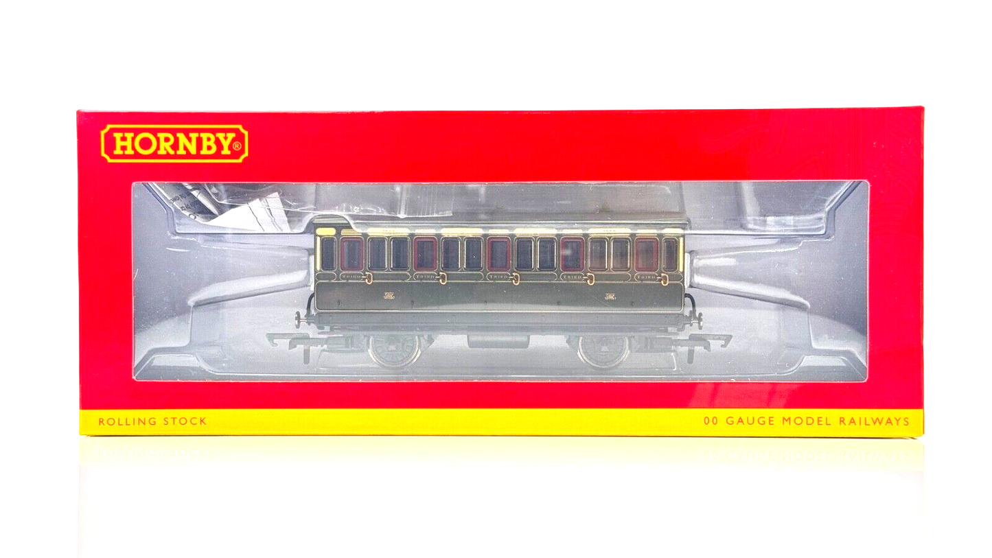 HORNBY 00 GAUGE - R40112A - GWR 4 WHEEL 3RD CLASS COACH 1882 (WITH LIGHTS) BOXED