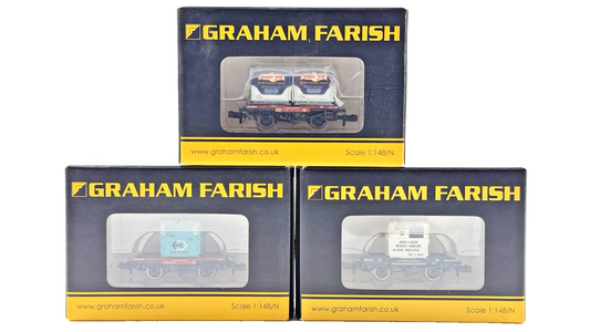 GRAHAM FARISH N GAUGE - 377-326/377-327/377-341 - RAKE OF 3 MIXED CONFLAT WAGONS