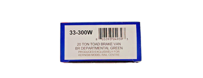 BACHMANN OO GAUGE - 33-300W - 20T TOAD BRAKE VAN DEPARTMENTAL GREEN FOR KERNOW