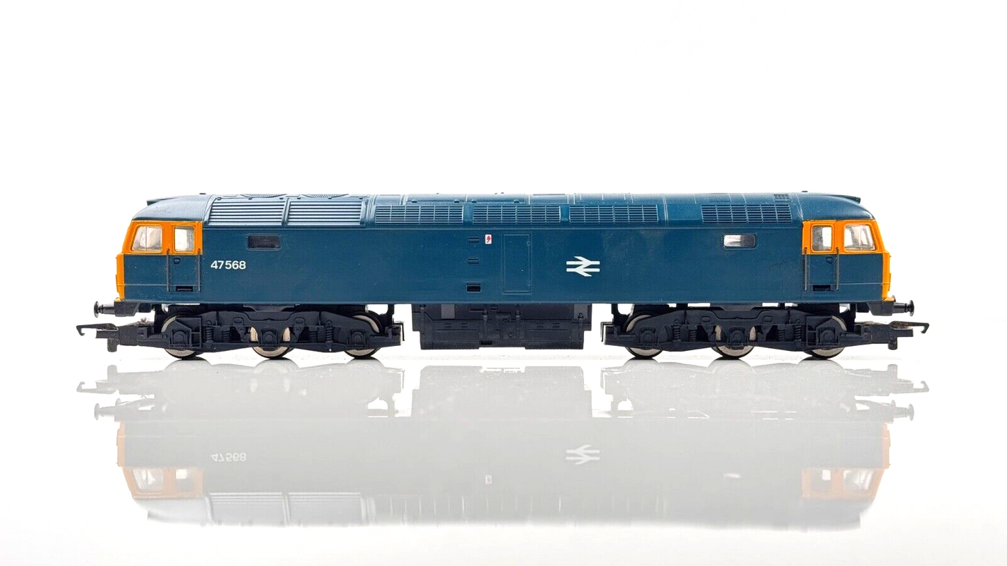 HORNBY 00 GAUGE - CLASS 47 DIESEL 47568 BR BLUE YELLOW CAB ENDS - UNBOXED