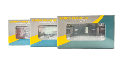 RAPIDO OO GAUGE - 902004/902010/908020 - GUNPOWDER VAN GREY & GW IRON MINK VANS
