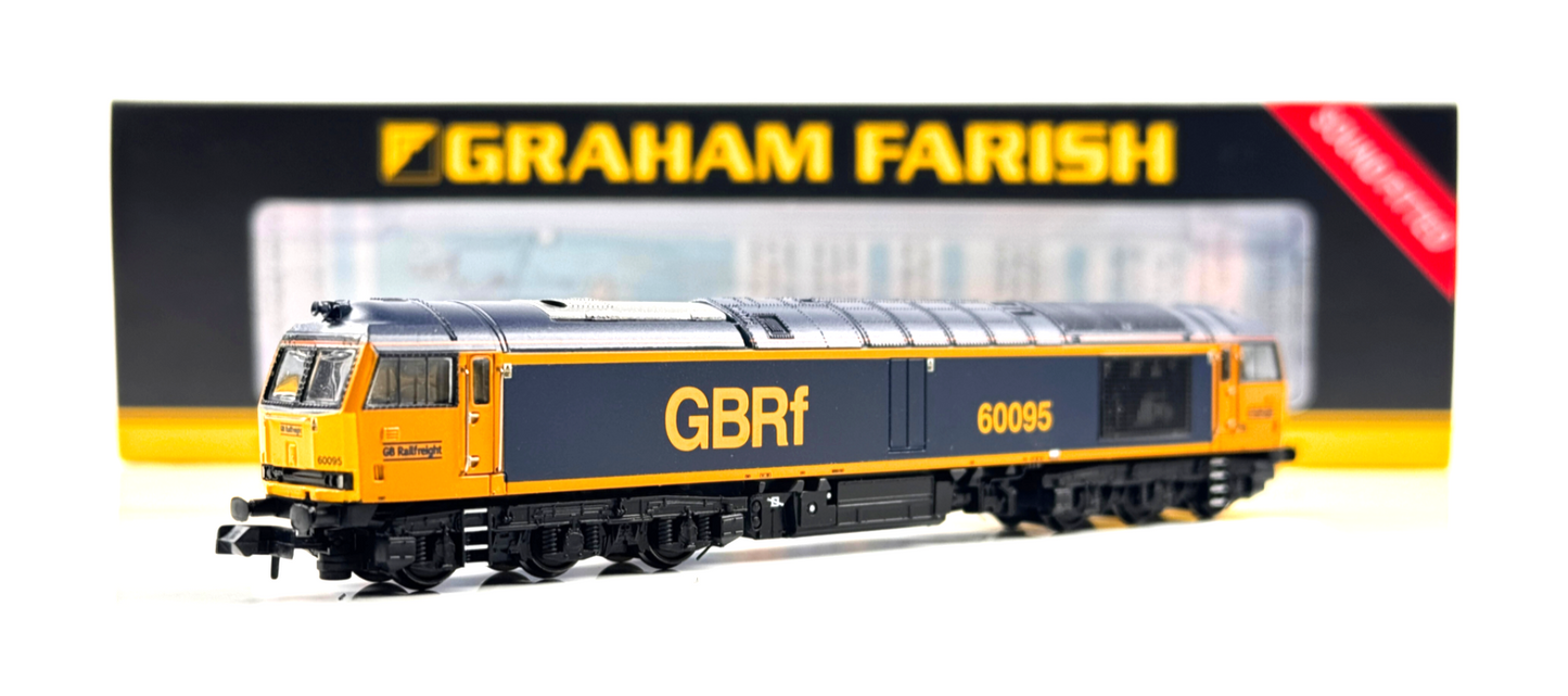 GRAHAM FARISH N GAUGE - 371-360SF - CLASS 60 DIESEL 60095 GBRF DCC SOUND BOXED