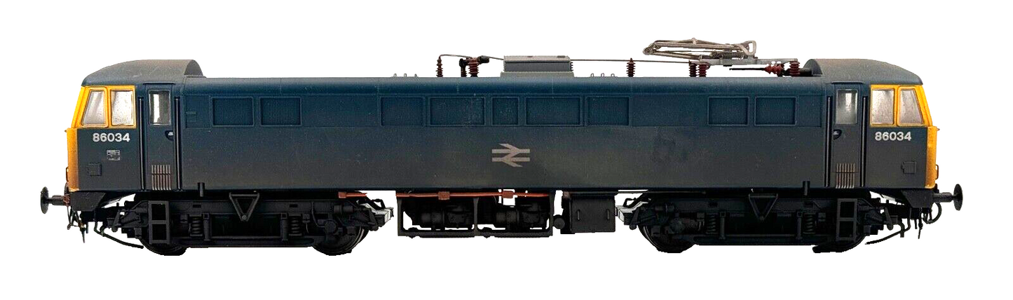 HELJAN 00 GAUGE - 8656 - CLASS 86 ELECTRIC 86034 BR BLUE YELLOW ENDS WEATHERED