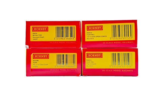 HORNBY OO GAUGE - R4654/R40036/R4369B/R40033 - FGW DYNAMIC LINES MK3 COACHES X 4