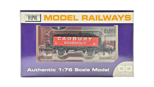 DAPOL 00 GAUGE - CADBURY CHOCOLATE BOURNVILLE PLANK WAGON 10 (LIMITED EDITION)