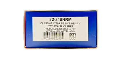 BACHMANN OO GAUGE - 32-815NRM - CLASS 47 DIESEL 47799 EWS ROYAL CLARET HENRY NRM