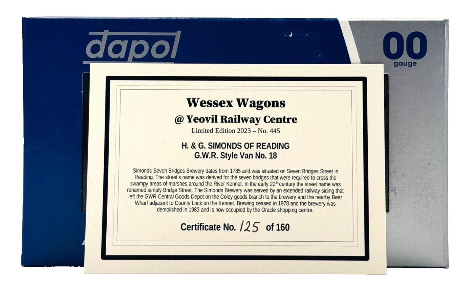 DAPOL 00 GAUGE - H & G SIMONDS BREWERY READING GWR STYLE NO.18 (WESSEX WAGONS)