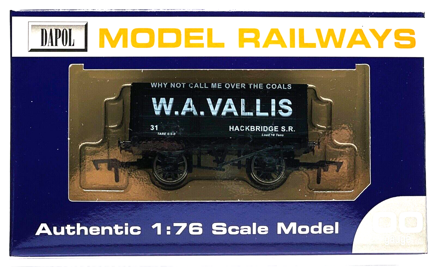 DAPOL 00 GAUGE - W.A VALLIS HACKBRIDGE 7 PLANK WAGON NO.31 LBSCR (WESSEX WAGONS)