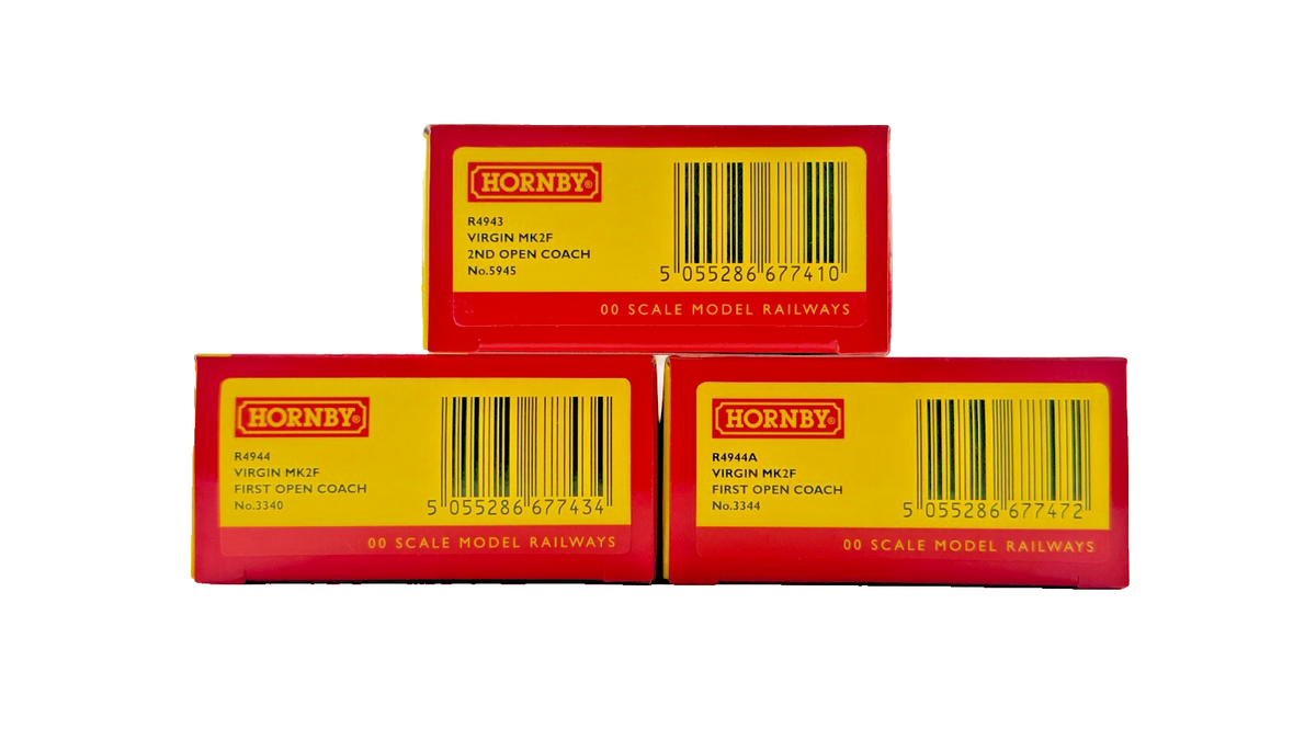 HORNBY OO GAUGE - R4943/R4944/R4944A - VIRGIN TRAINS MK2F COACHES X 3 BOXED
