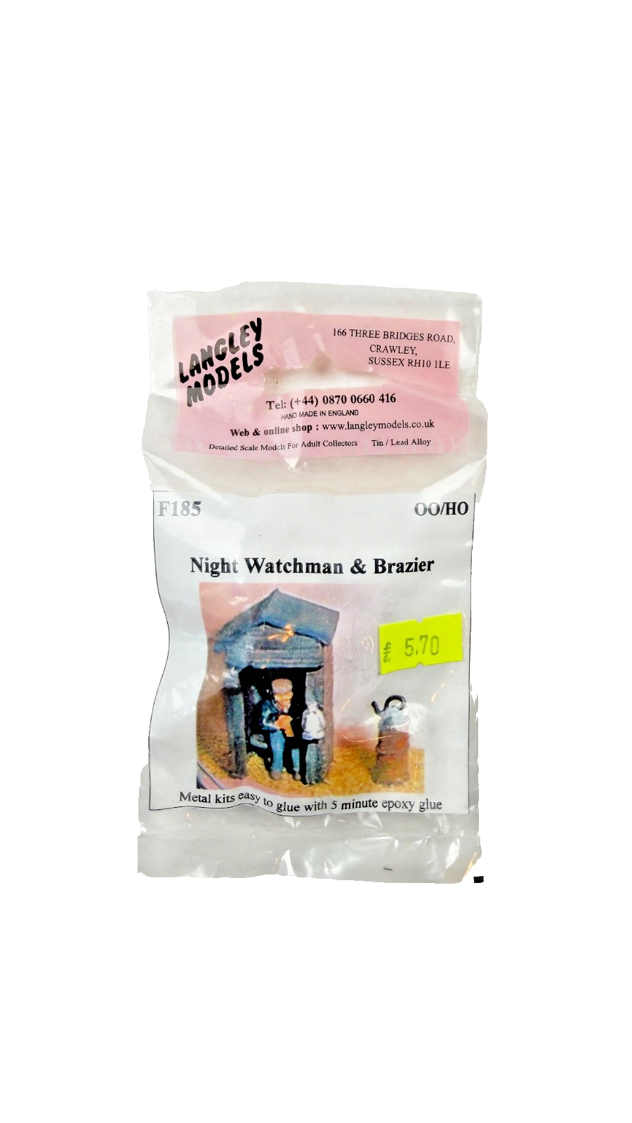 LANGLEY MODELS OO/HO SCALE - F185 - NIGHT WATCHMAN & BRAZIER (UNPAINTED METAL)
