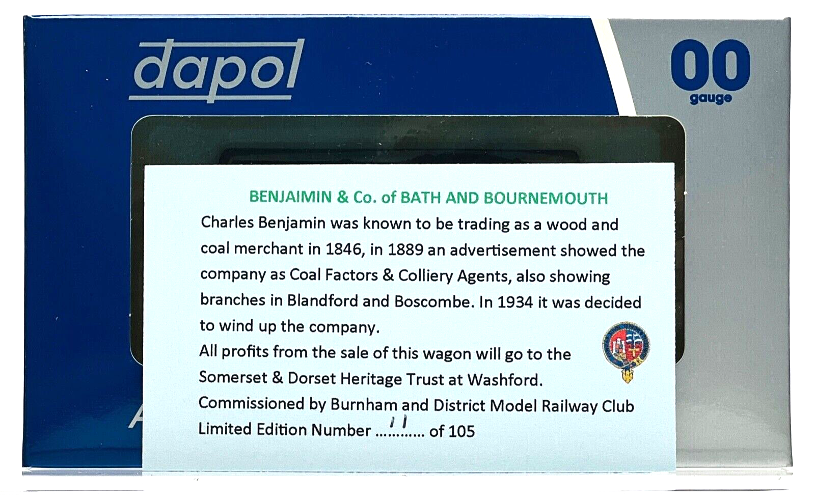 DAPOL 00 GAUGE - BENJAMIN & CO BATH BOURNEMOUTH NO.92 (BURNHAM LIMITED ED)