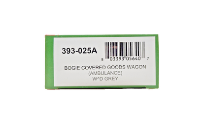 BACHMANN OO9 SCALE - 393-025A - BOGIE COVERED GOODS WAGON (AMBULANCE) WD GREY
