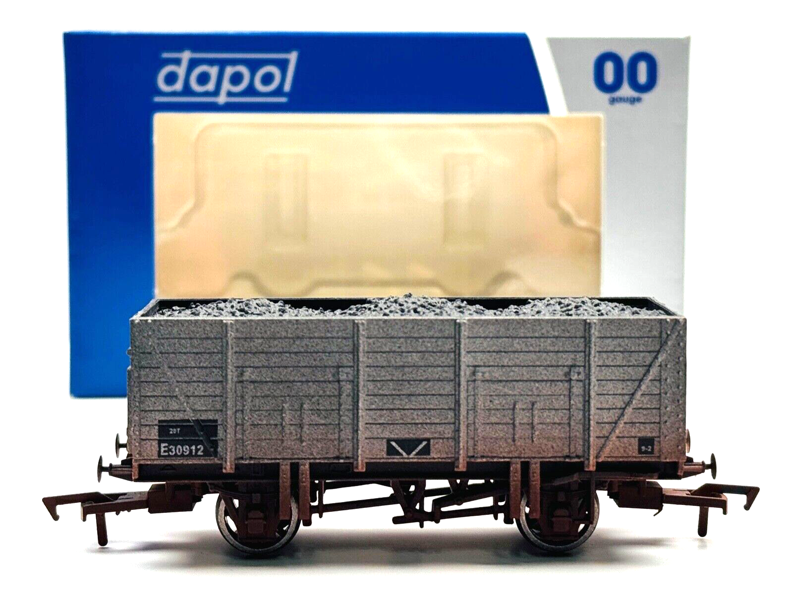 DAPOL 00 GAUGE - 4F-090-006 - BR GREY 9 PLANK WAGON 'E30912' WEATHERED - BOXED