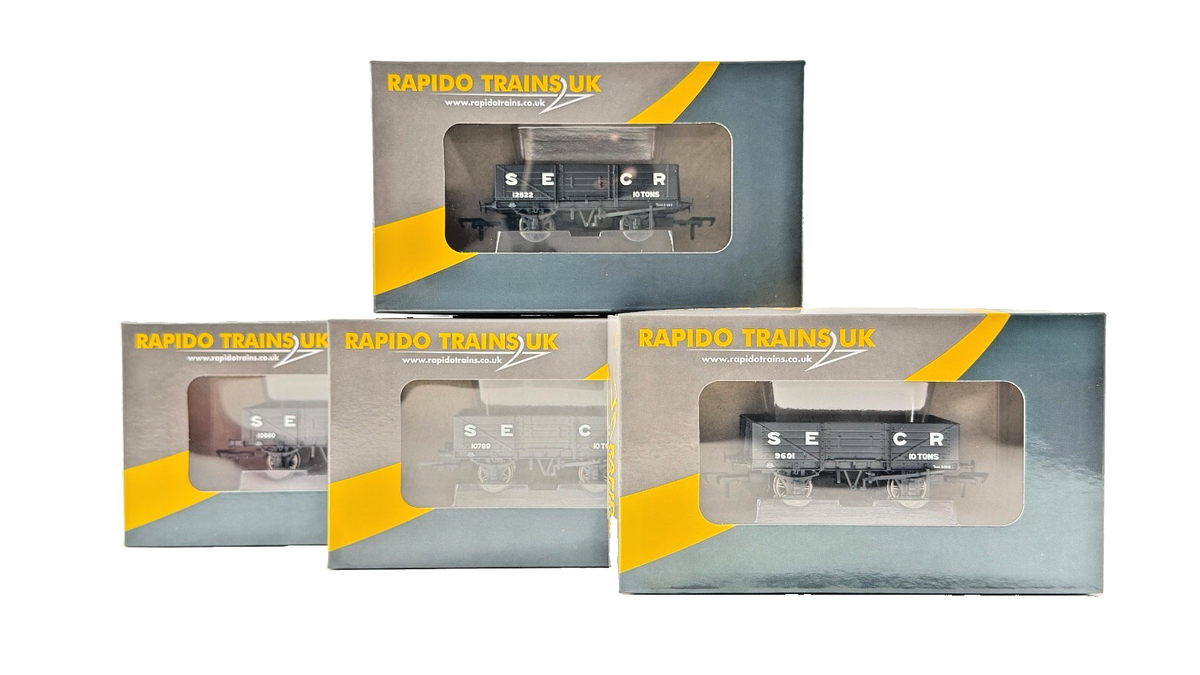 RAPIDO OO GAUGE - 906012/906011/906002/906001 - SECR GREY 5 PLANK WAGONS X 4