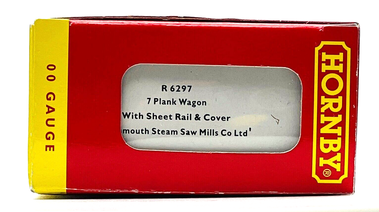 HORNBY 00 GAUGE - R6297 - 7 PLANK WAGON W/SHEET RAIL & COVER MONMOUTH STEAM MILL