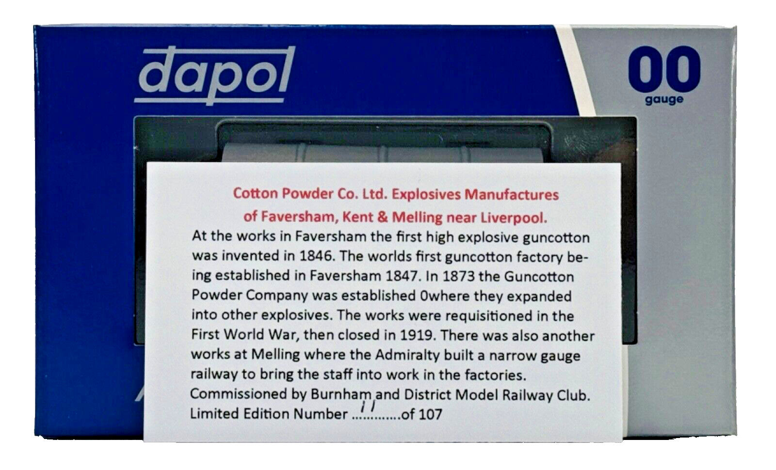 DAPOL 00 GAUGE - COTTON POWDER EXPLOSIVES MANUFACTURERS NO.2 (LIMITED EDITION)