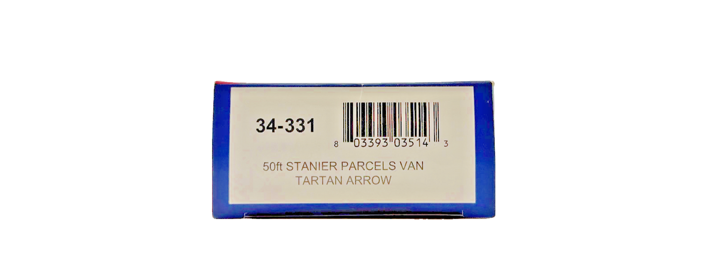 BACHMANN OO GAUGE - 34-331 - 50FT STANIER PARCELS VAN TARTAN ARROW BOXED