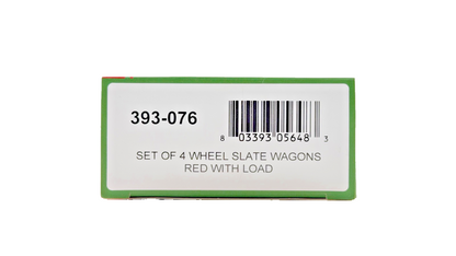 BACHMANN OO9 SCALE - 393-076 - SET OF 4 WHEEL SLATE WAGONS RED WITH LOAD