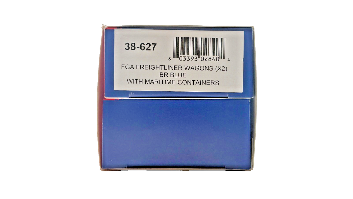 BACHMANN OO GAUGE - 38-627 - FGA FREIGHTLINER WAGONS BR BLUE WITH CONTAINERS